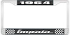1964 Impala Black And Chrome License Plate Frame With White Lettering - image 1
