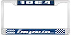 1964 Impala Blue And Chrome License Plate Frame With White Lettering - image 1