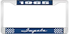 1965 Impala Blue And Chrome License Plate Frame With White Lettering - image 1