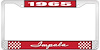 1965 Impala Red And Chrome License Plate Frame With White Lettering - image 1