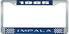 1965 Impala Blue And Chrome License Plate Frame With White Lettering - image 1