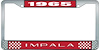 1965 Impala Red And Chrome License Plate Frame With White Lettering - image 1