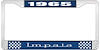 1965 Impala Blue And Chrome License Plate Frame With White Lettering - image 1