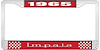 1965 Impala Red And Chrome License Plate Frame With White Lettering - image 1