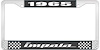 1965 Impala Black And Chrome License Plate Frame With White Lettering - image 1