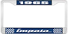 1965 Impala Blue And Chrome License Plate Frame With White Lettering - image 1