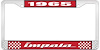 1965 Impala Red And Chrome License Plate Frame With White Lettering - image 1