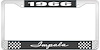 1966 Impala Black And Chrome License Plate Frame With White Lettering - image 1
