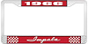 1966 Impala Red And Chrome License Plate Frame With White Lettering - image 1