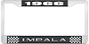 1966 Impala Black And Chrome License Plate Frame With White Lettering - image 1