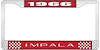 1966 Impala Red And Chrome License Plate Frame With White Lettering - image 1