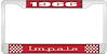 1966 Impala Red And Chrome License Plate Frame With White Lettering - image 1