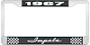 1967 Impala Black And Chrome License Plate Frame With White Lettering - image 1