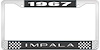 1967 Impala Black And Chrome License Plate Frame With White Lettering - image 1