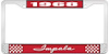 1968 Impala Red And Chrome License Plate Frame With White Lettering - image 1