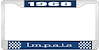 1968 Impala Blue And Chrome License Plate Frame With White Lettering - image 1