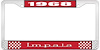 1968 Impala Red And Chrome License Plate Frame With White Lettering - image 1