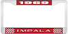 1969 Impala Red And Chrome License Plate Frame With White Lettering - image 1
