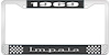 1969 Impala Black And Chrome License Plate Frame With White Lettering - image 1