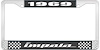 1969 Impala Black And Chrome License Plate Frame With White Lettering - image 1