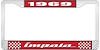 1969 Impala Red And Chrome License Plate Frame With White Lettering - image 1