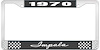 1970 Impala Black And Chrome License Plate Frame With White Lettering - image 1