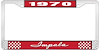 1970 Impala Red And Chrome License Plate Frame With White Lettering - image 1