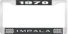1970 Impala Black And Chrome License Plate Frame With White Lettering - image 1
