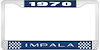1970 Impala Blue And Chrome License Plate Frame With White Lettering - image 1
