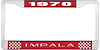 1970 Impala Red And Chrome License Plate Frame With White Lettering - image 1