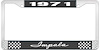 1971 Impala Black And Chrome License Plate Frame With White Lettering - image 1
