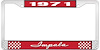 1971 Impala Red And Chrome License Plate Frame With White Lettering - image 1