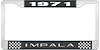 1971 Impala Black And Chrome License Plate Frame With White Lettering - image 1