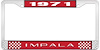1971 Impala Red And Chrome License Plate Frame With White Lettering - image 1