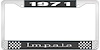 1971 Impala Black And Chrome License Plate Frame With White Lettering - image 1