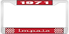 1971 Impala Red And Chrome License Plate Frame With White Lettering - image 1