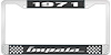 1971 Impala Black And Chrome License Plate Frame With White Lettering - image 1
