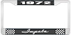 1972 Impala Black And Chrome License Plate Frame With White Lettering - image 1