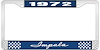 1972 Impala Blue And Chrome License Plate Frame With White Lettering - image 1