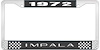 1972 Impala Black And Chrome License Plate Frame With White Lettering - image 1