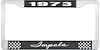 1973 Impala Black And Chrome License Plate Frame With White Lettering - image 1