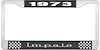 1973 Impala Black And Chrome License Plate Frame With White Lettering - image 1