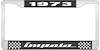 1973 Impala Black And Chrome License Plate Frame With White Lettering - image 1