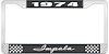 1974 Impala Black And Chrome License Plate Frame With White Lettering - image 1