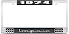 1974 Impala Black And Chrome License Plate Frame With White Lettering - image 1