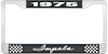 1975 Impala Black And Chrome License Plate Frame With White Lettering - image 1