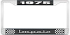 1975 Impala Black And Chrome License Plate Frame With White Lettering - image 1