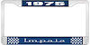 1975 Impala Blue And Chrome License Plate Frame With White Lettering - image 1