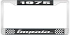 1975 Impala Black And Chrome License Plate Frame With White Lettering - image 1
