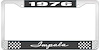 1976 Impala Black And Chrome License Plate Frame With White Lettering - image 1